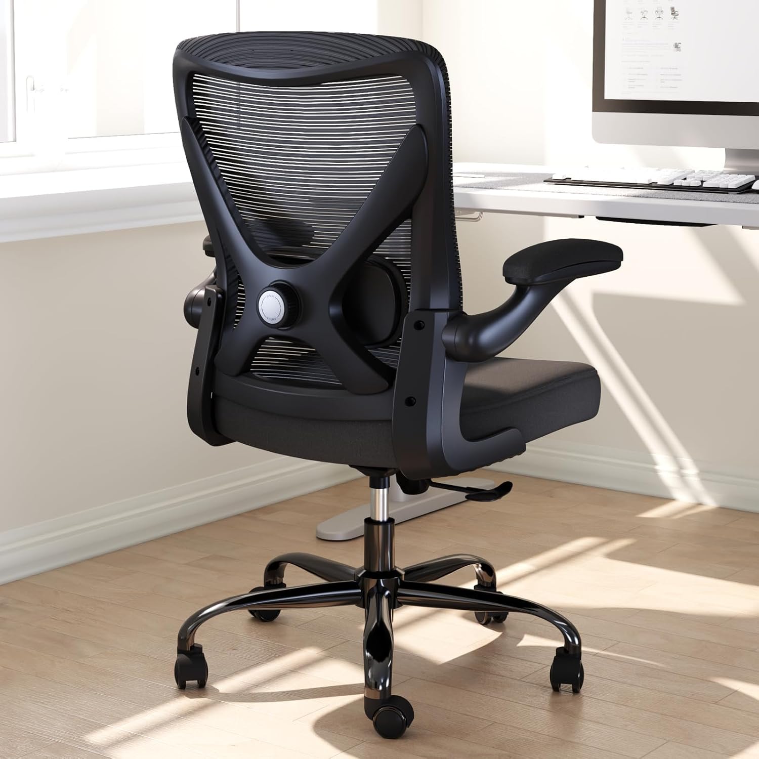 Skiennix Ergonomic Office Chair - Adjustable Lumbar Support for Home Office & Gaming - Comfortable Black Design