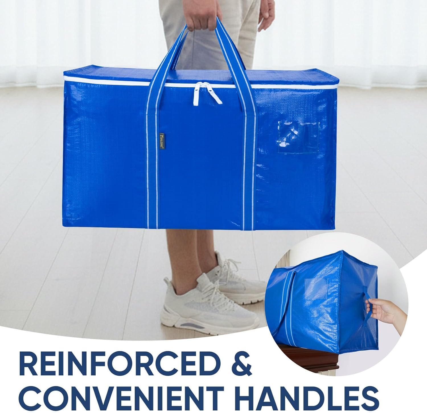 BALEINE Oversized Moving Bags - Heavy-Duty Storage Totes with Reinforced Handles | Royal Blue, 6-Pack