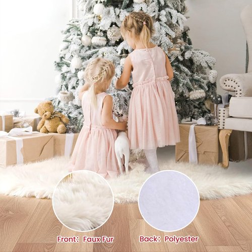 48 Inch White Faux Fur Christmas Tree Skirt Plush Christmas Tree Skirt Christmas Decorations Xmas Tree Decoration.