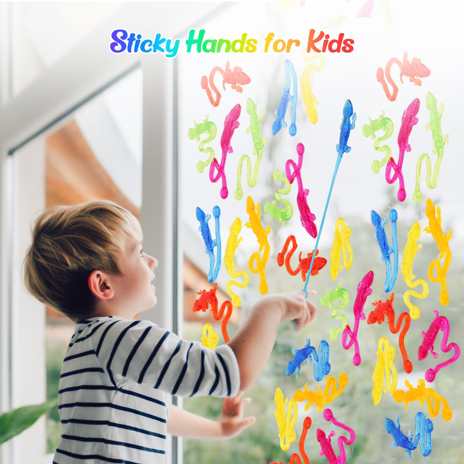 DODOLOL 30 PCS Sticky Gecko Sticky Hands Bulk Sticky Toys for Kids Lizard-Shaped Geckos, Stretchable & Party Favors, Pinata Fillers, Treasure Box Prizes for Classrooms End of Year Student Gifts