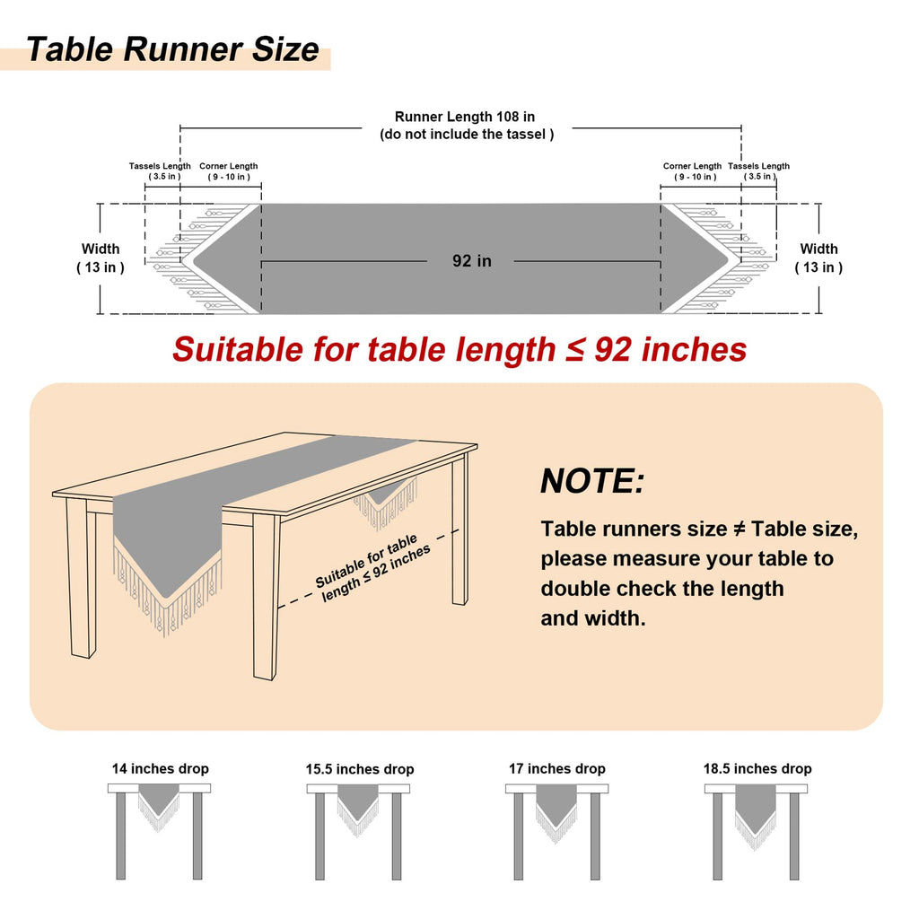 Loom and Mill Luxury Chenille Table Runner 108 Inches Long, Black Damask Jacquard Table Runners with Multi-Tassels for Halloween Dining Room Dresser Party Holiday Banquet Decorations(Black,13*108inch)