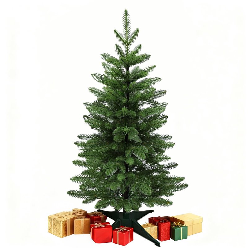3FT Artificial Small Christmas Tree, Premium PE Tips, Easy Assembly Metal Hinges & Foldable Base, Mini Christmas Tree for Tabletop, Home, Office, Indoor and Outdoor Decor, Christmas Decoration