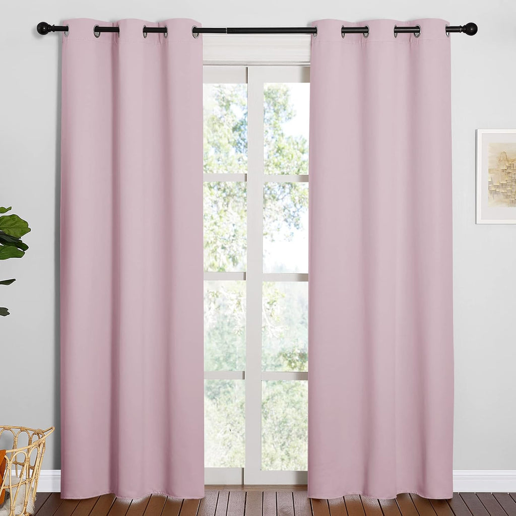 NICETOWN Blackout Curtains - Thermal Insulated Grommet Drapes for Nursery | Baby Pink, 42 x 84 Inches