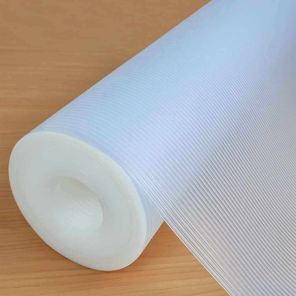 Hersvin Shelf Liners 24 in x 30 ft EVA Drawer Mats, Non-Adhesive Cupboard Protector, Kitchen Cabinet Lining Fridge Liner (Clear Stripe, 61x915cm)