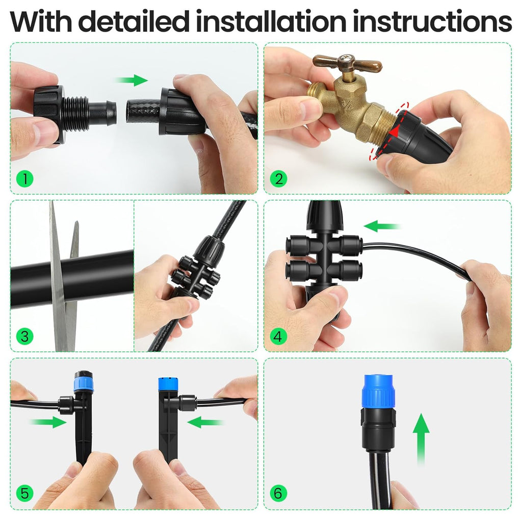 MIXC Drip Irrigation System Kit - 230FT Automatic Garden Watering with Adjustable Nozzles & Sprinklers