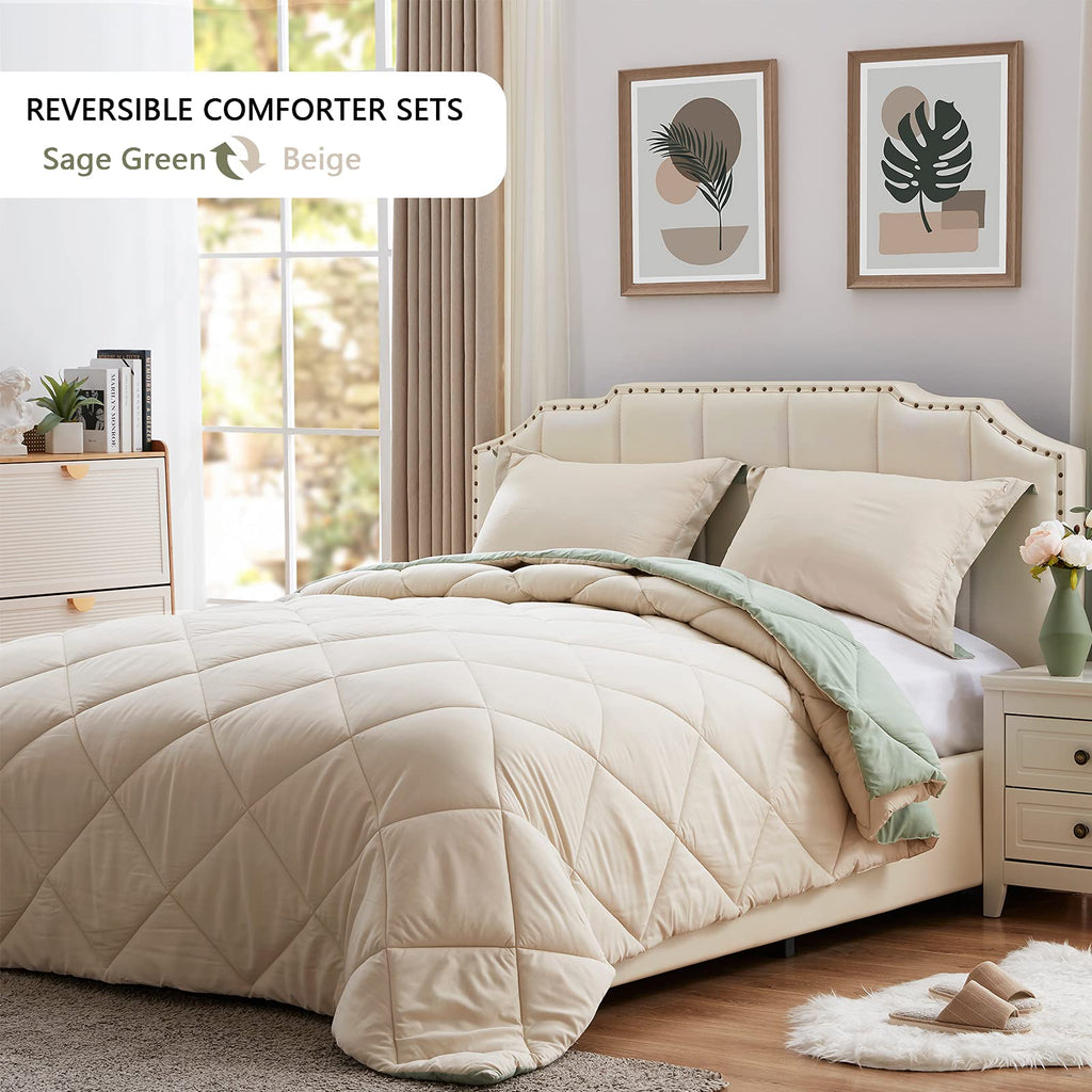 NexHome Twin Comforter Set - Sage Green Comforter Twin Size Bedding Set - Soft Down Alternative Comforter Bed Set 2 Pieces for Kids Boys Girls- 1 Comforter (68"x88") + 1 Pillow Sham (20"x26")