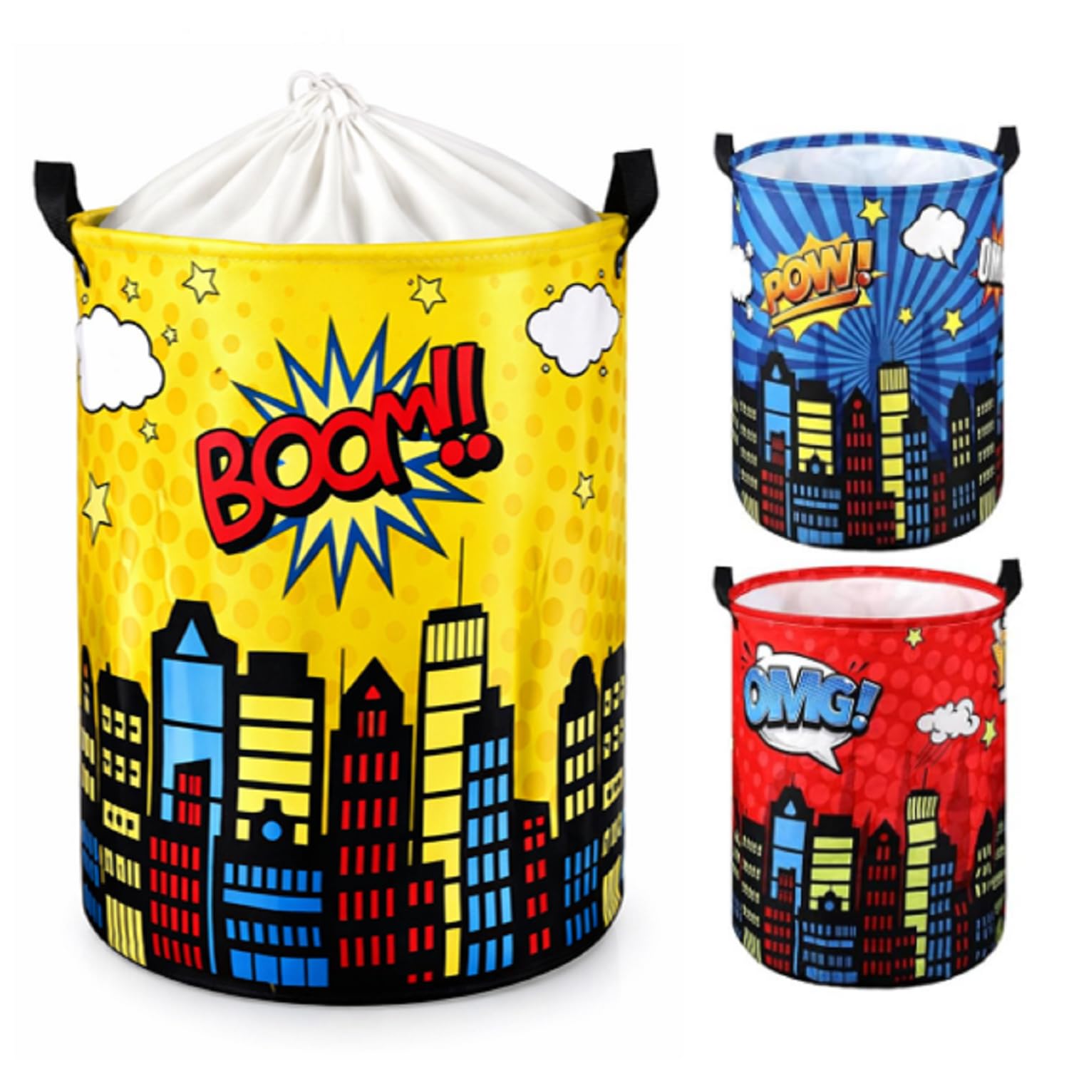 Maxdot 3 Pcs Laundry Hamper Boys Hero Storage Bins 45l Toy Storage Bin Boys Room Laundry Basket Collapsible Fabric Bins Playroom Bedroom Nursery Organizer Nursery Toy Dirty Cloth