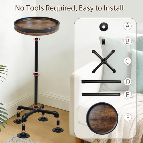 LAIDUOLEOE Small Round Side Table for Small Spaces, Pedestal Drink Table with Non-Slip Feet, Martini Table No-Tool Assembly for Living Room, Bedroom, Narrow Corners, Sofa, Bathroom