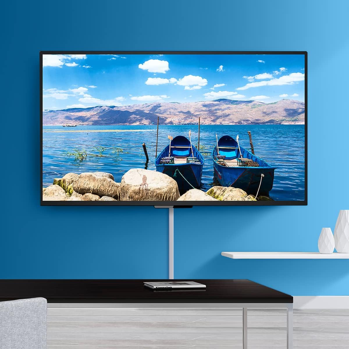 Yecaye Cord Cover - 42in TV Cord Hider for Up to 4 Cords | White Cable Raceway & Wire Concealer