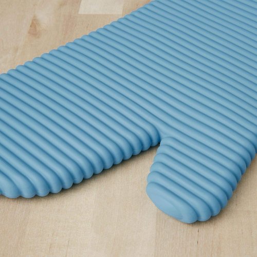 KitchenAid Ribbed Soft Silicone Oven Mitts - 2-Pack Set, 7.5"x13", Stylish Blue Velvet