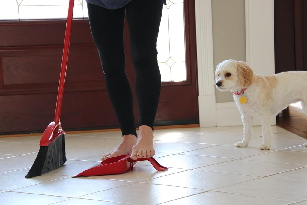 O-Cedar Pet Pro Broom - Step-On Dustpan for Effortless Cleaning | Removes 99% of Pet Hair