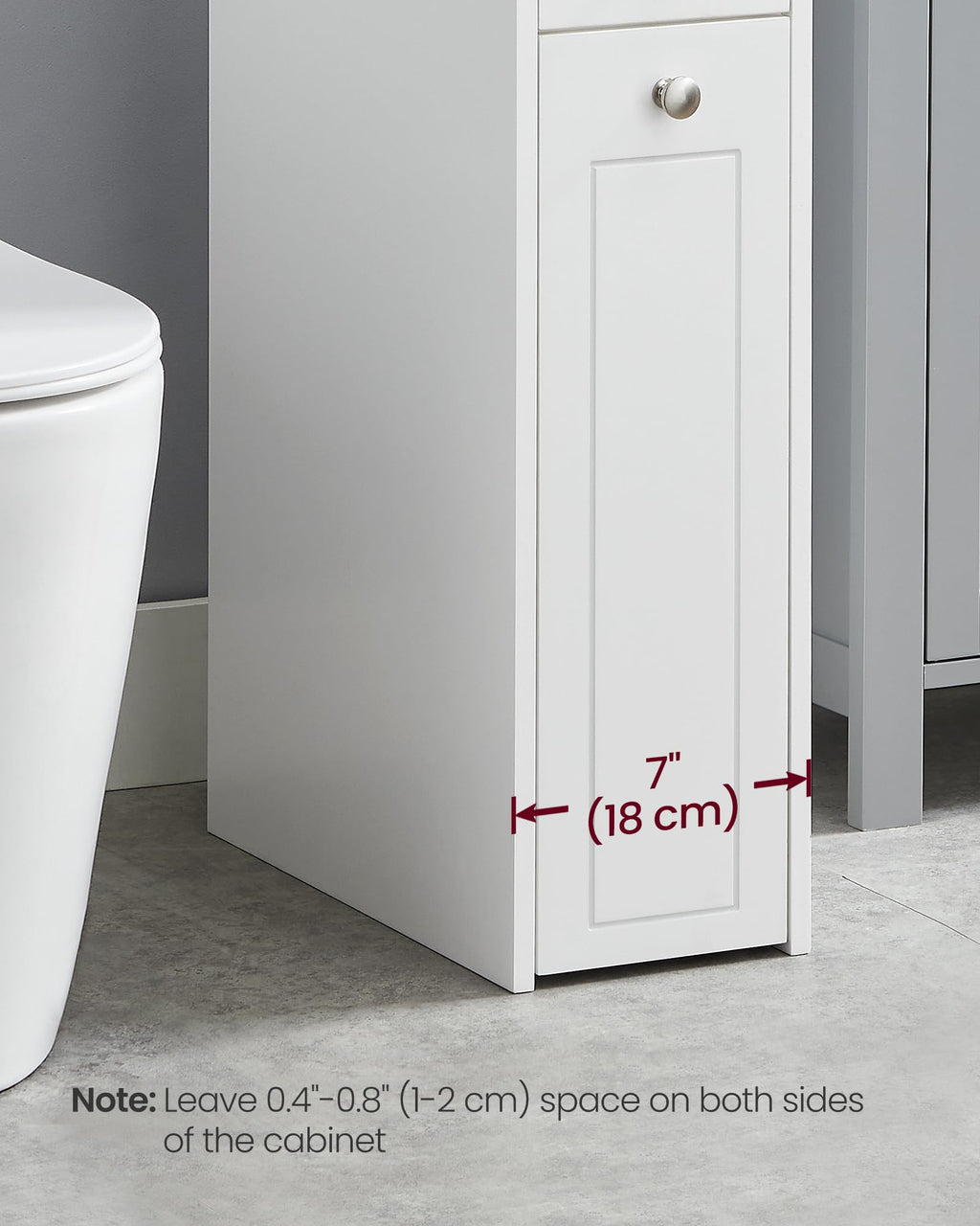 VASAGLE Slim Storage Cabinet, Narrow Storage Organizer with Slide Out Drawers, Freestanding Toilet Paper Holder, Small Space Skinny Cabinet for Bathroom Kitchen Corner, Cloud White UBBC847P31