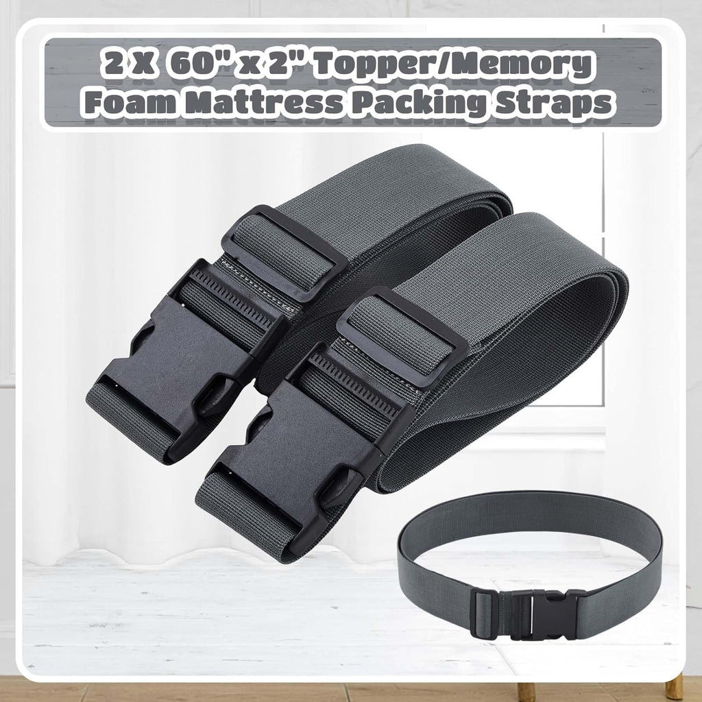 Skiennix Mattress Moving Straps - Adjustable Packing Straps with Buckles for Twin & Full Sizes (60" x 2")