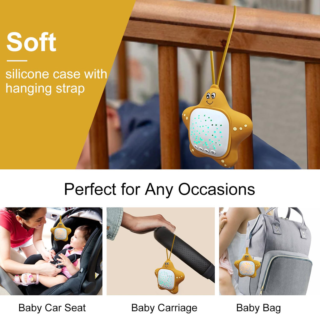 Portable White Noise Machine for Baby | Sleep Aid Music Lullaby Sound Machine with Star Projector for Nursery, Home, Travel | Gift for Infants, Toddlers, Kids