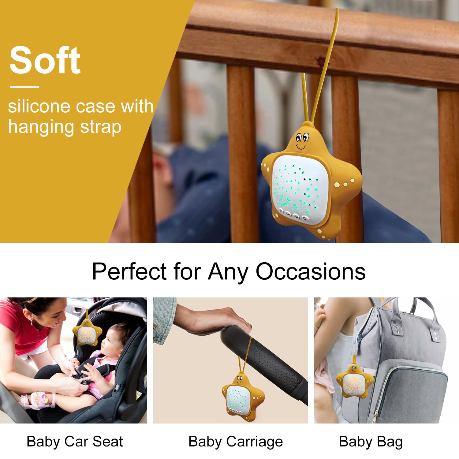 Portable White Noise Machine for Baby | Sleep Aid Music Lullaby Sound Machine with Star Projector for Nursery, Home, Travel | Gift for Infants, Toddlers, Kids