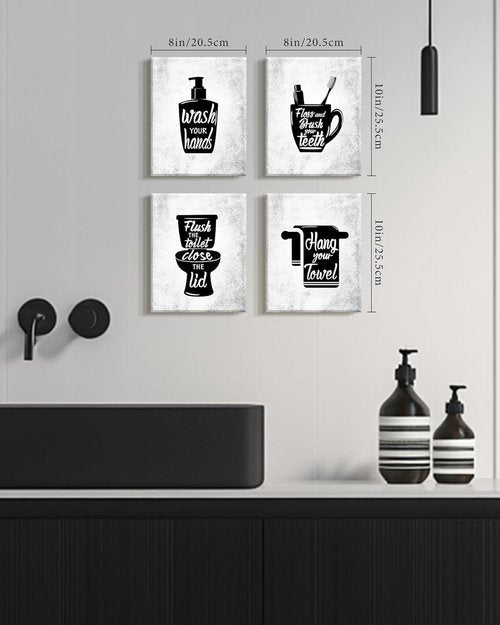 Drsoum Framed Bathroom Wall Art - Funny Toilet Quotes Decor | Set of 4 Pictures, 8x10 Inch