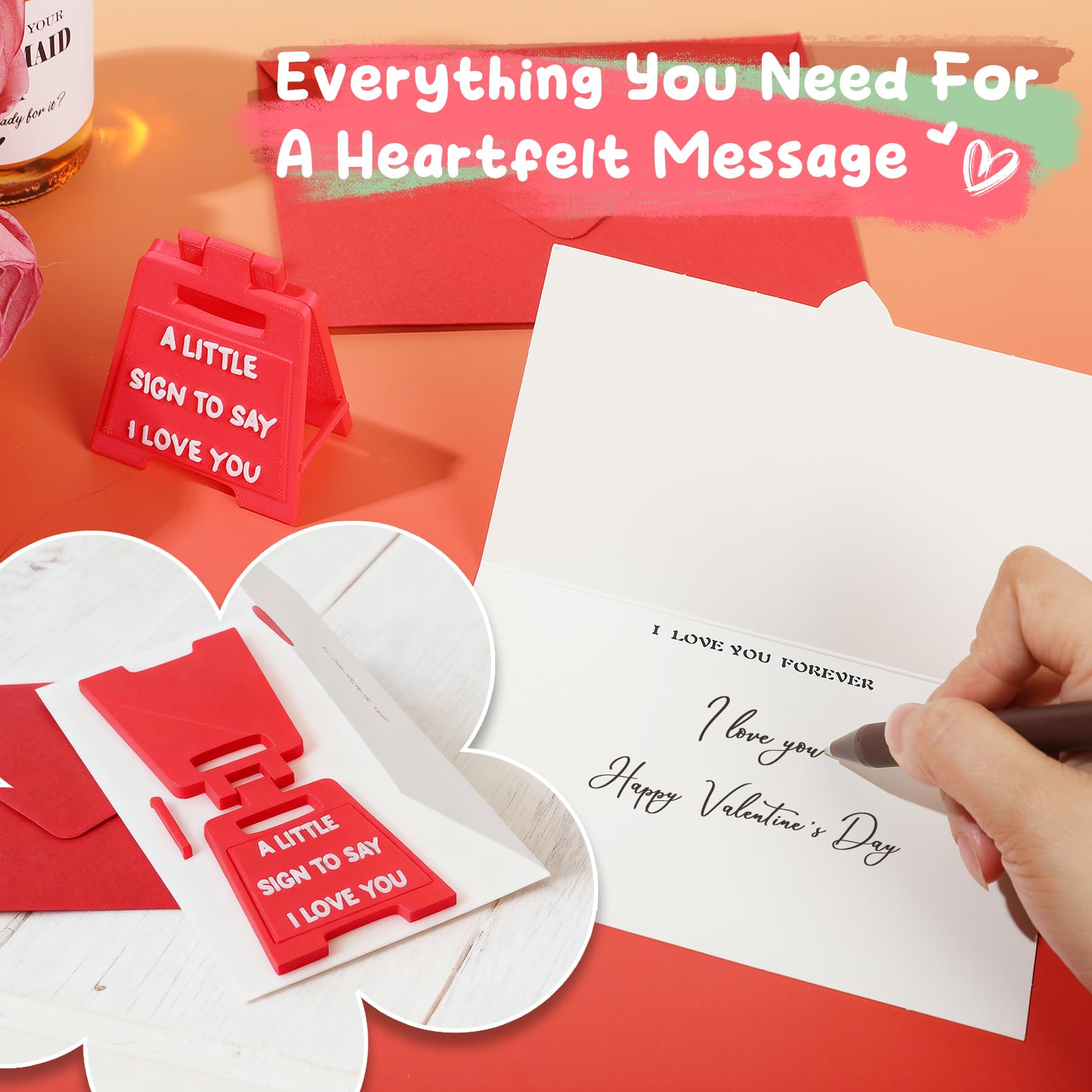 Valentines Gifts for Boyfriend, Girlfriend - Mini I Love You Sign with Envelope and Valentines Card - Fun Wedding Gifts for Him Her Wife Husband Birthday Anniversary Cute Desk Decor
