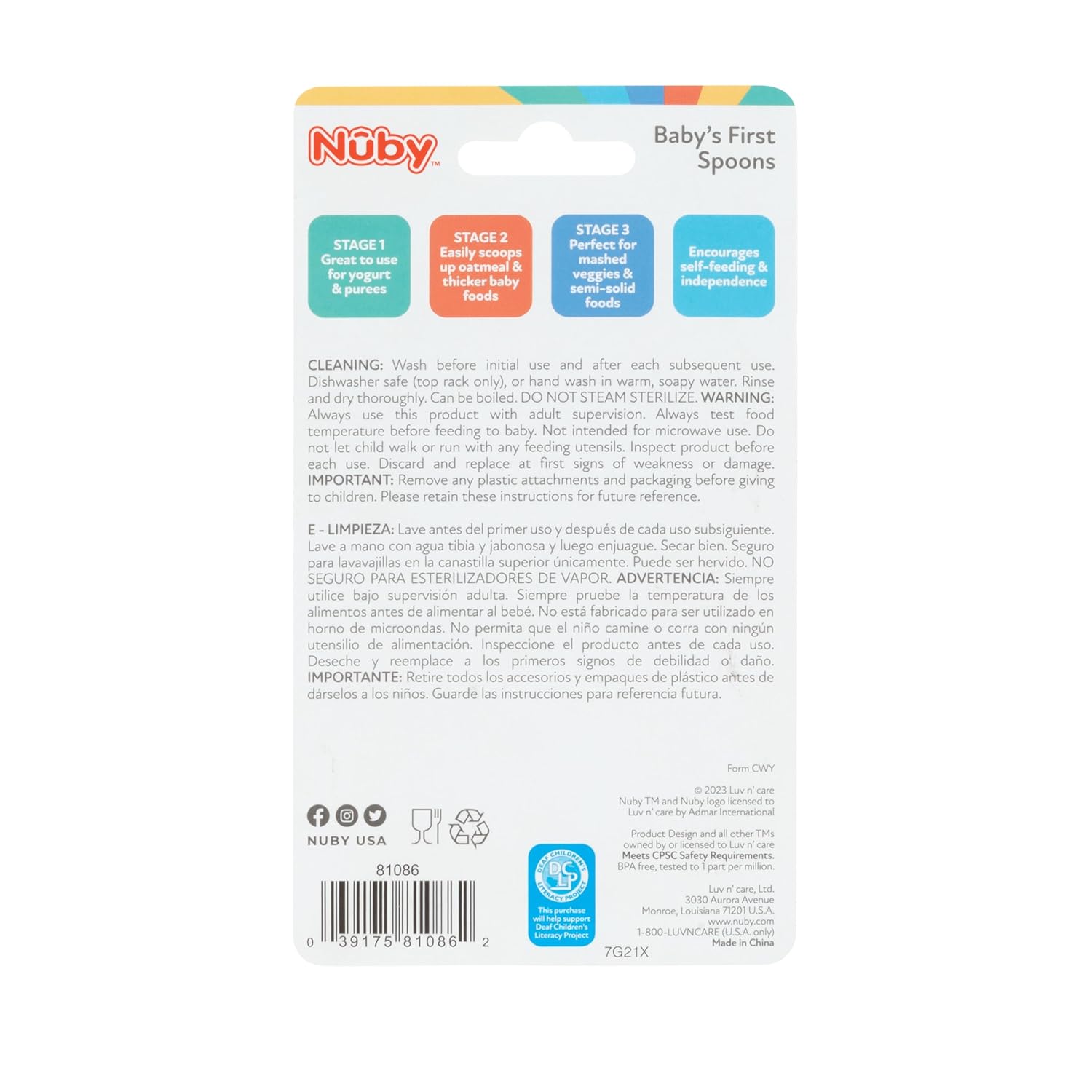 Nuby Baby's First Spoons Set - 3-Pack Feeding Utensils for Babies 6 Months and Up