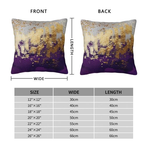 Weiscode Purple and Gold Abstract Art Throw Pillow Covers, 18x18 Inch, Gold Purple Decorative Pillows for Couch Living Room Bedroom Sofa Decor, Luxury Modern Art Pillowcase Cushion Covers