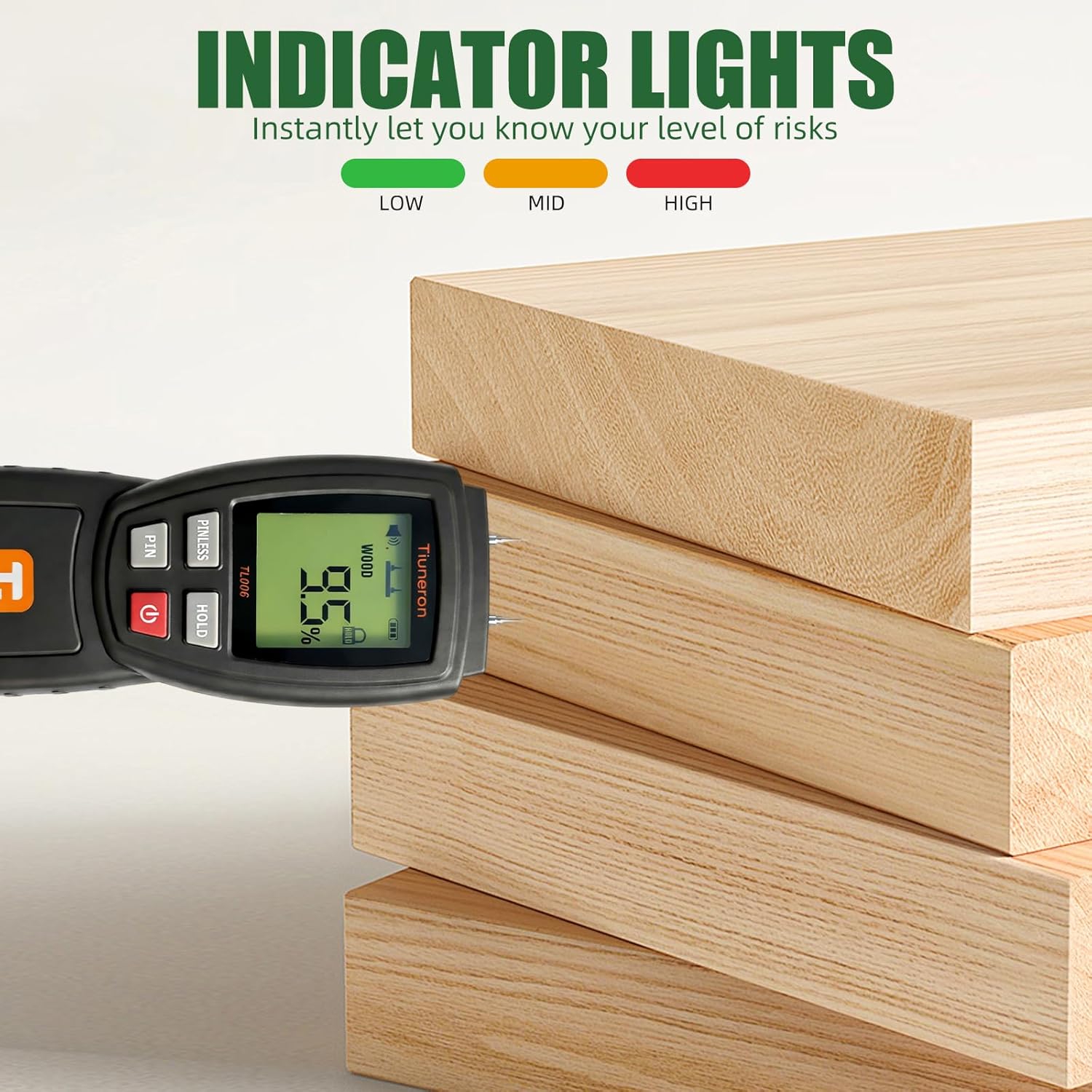 Skiennix Dual Mode Moisture Meter - 2-in-1 Pin & Pinless Detector with Backlight & Buzzer for Wood, Drywall & Masonry