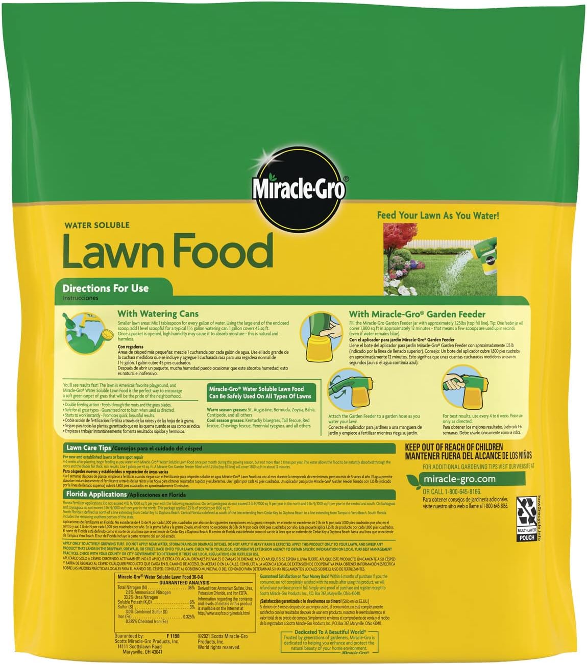Miracle-Gro Water Soluble Lawn Food - All Grass Fertilizer Feeds Up to 7,200 Sq. Ft.