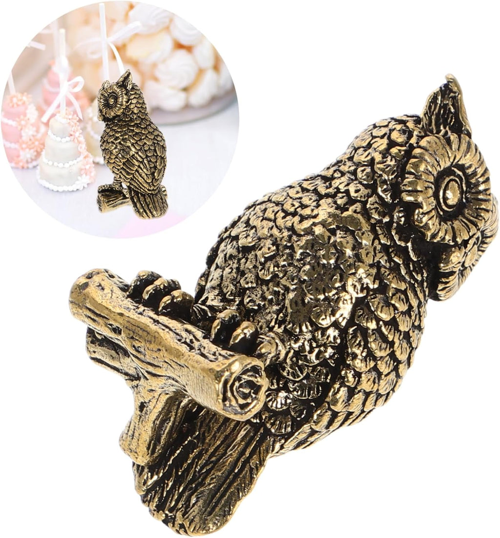 Skiennix Brass Owl Figurine - Unique Decorative Animal Art for Home & Office | Elegant Shelf Ornament