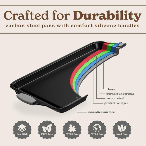Country Kitchen Nonstick Bakeware Set - Durable & Easy Release, Stackable Design, Grey | 4 Pieces