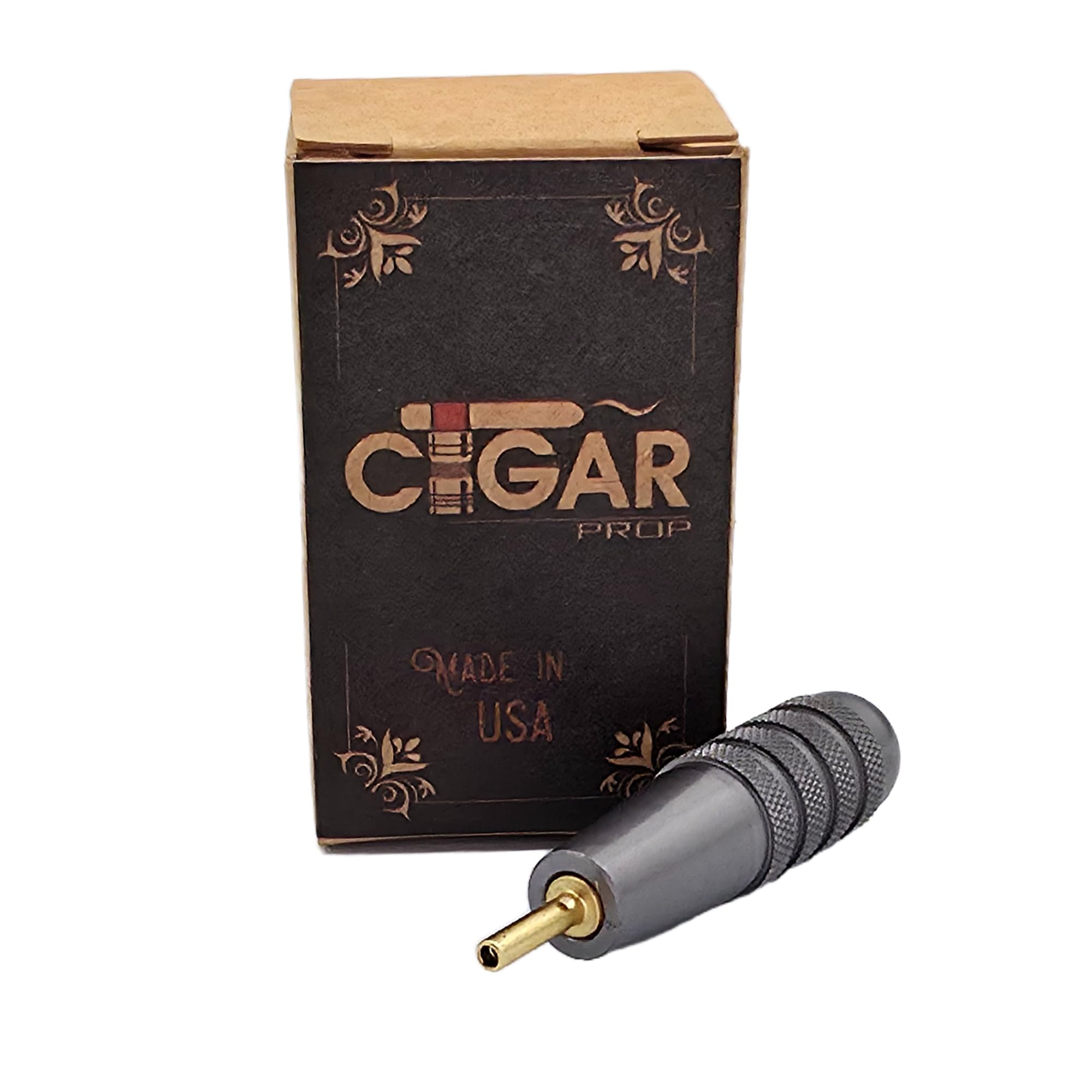 Cigar Prop Lighter Bleed Tool –Gun Metal Grey- Aluminum Body with Brass Tip for Air Removal in Butane Torch Lighters – Made in the USA – Durable and Easy to Use