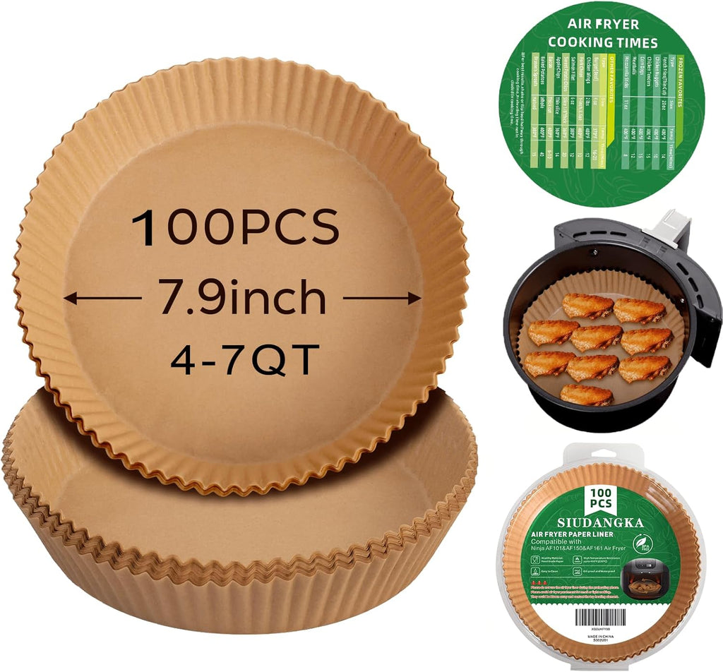Air Fryer Liners - 100 Pcs Non-Stick Parchment Paper for 4-7 QT Air Fryers | 7.9 Inch Round