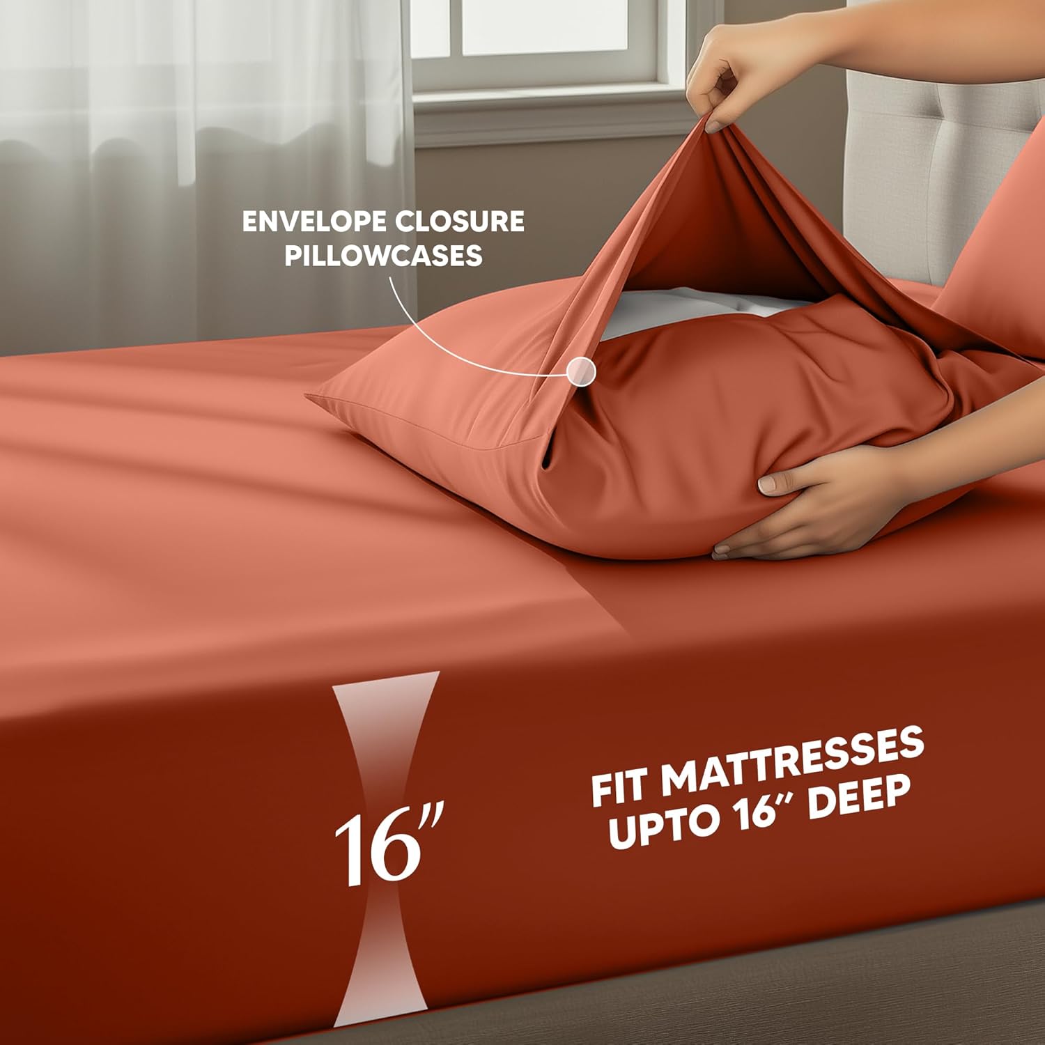 Utopia Bedding King Size Sheet Set - 4 Piece Soft Microfiber Bed Sheets | Oeko-Tex Certified, Orange