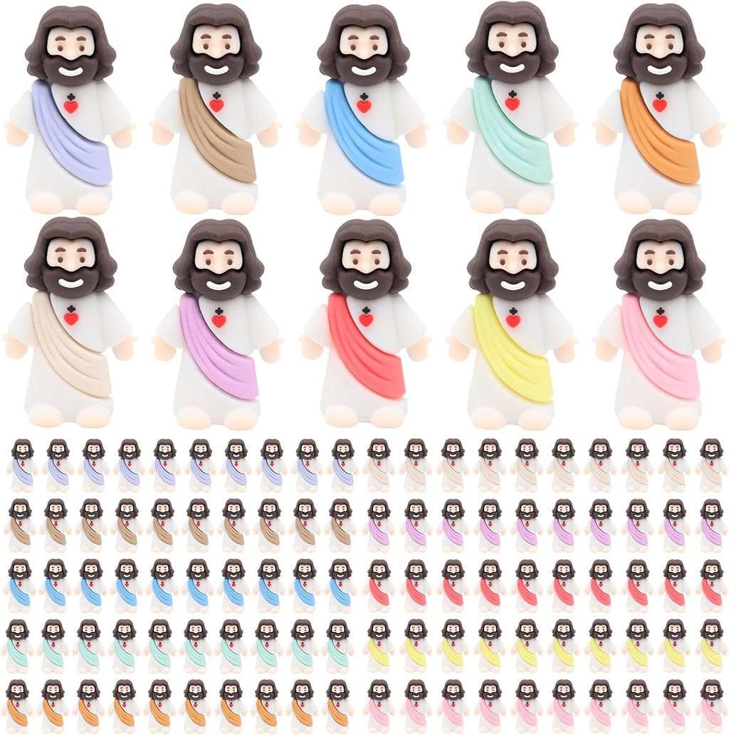 Owurha Pocket Jesus Mini Figures - 100 Pcs Original Design Religious Party Favors | Baptism & Easter Gifts