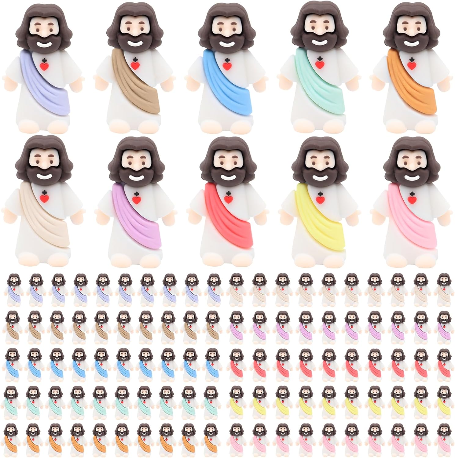 Owurha Pocket Jesus Mini Figures - 100 Pcs Original Design Religious Party Favors | Baptism & Easter Gifts
