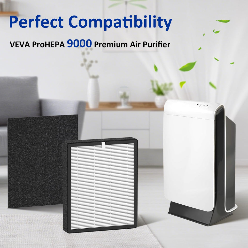 ProHEPA 9000 True HEPA Replacement Filters Compatible with VEVA ProHEPA 9000 Puri-fiers, 4 pack H13 True HEPA Filters & 4 Activated Carbon Pre-Filters