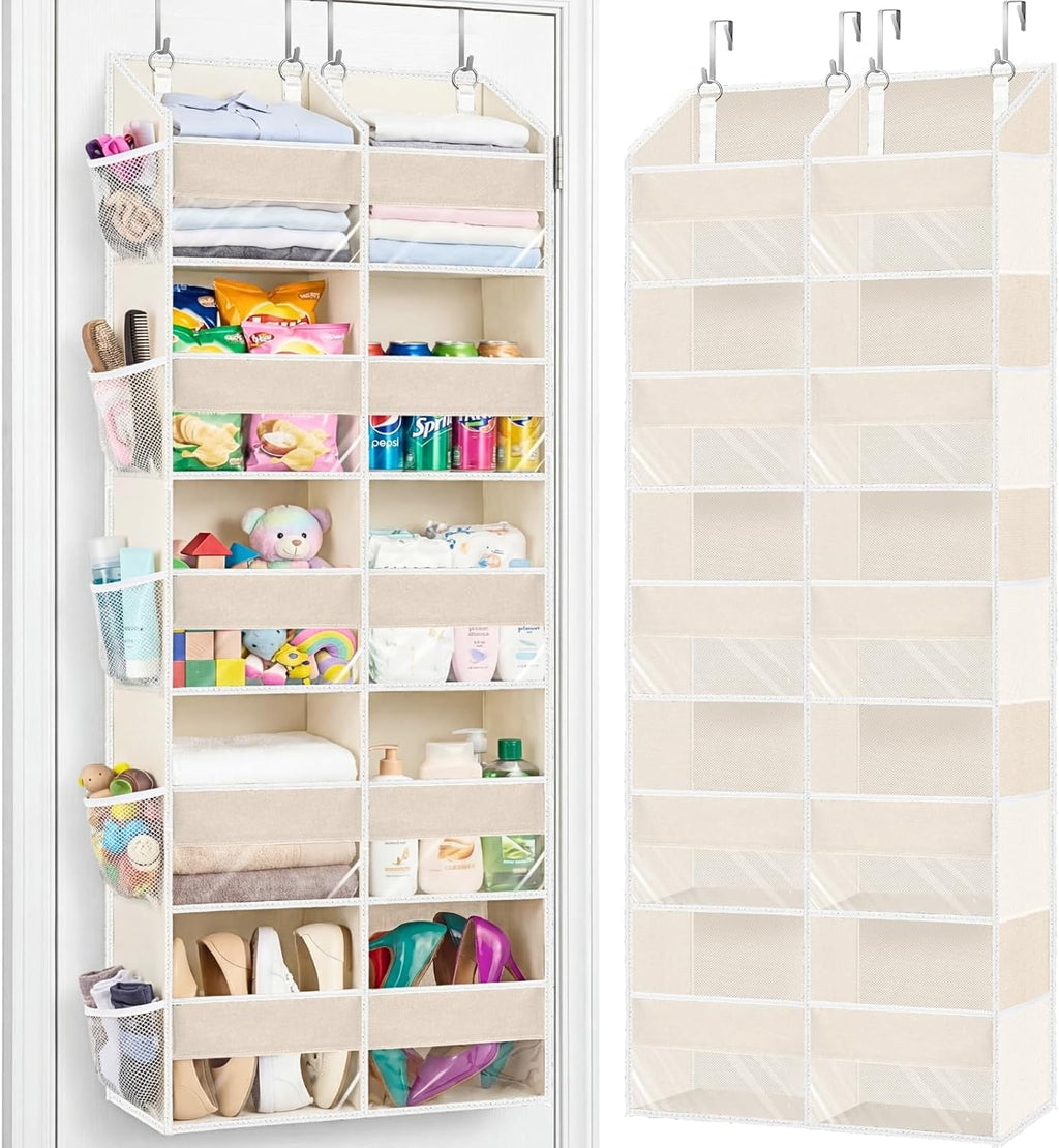 Ofiray Home Over The Door Organizer - Extra Large 5-Tier Storage with 10 Compartments | Beige, 80 lbs Capacity