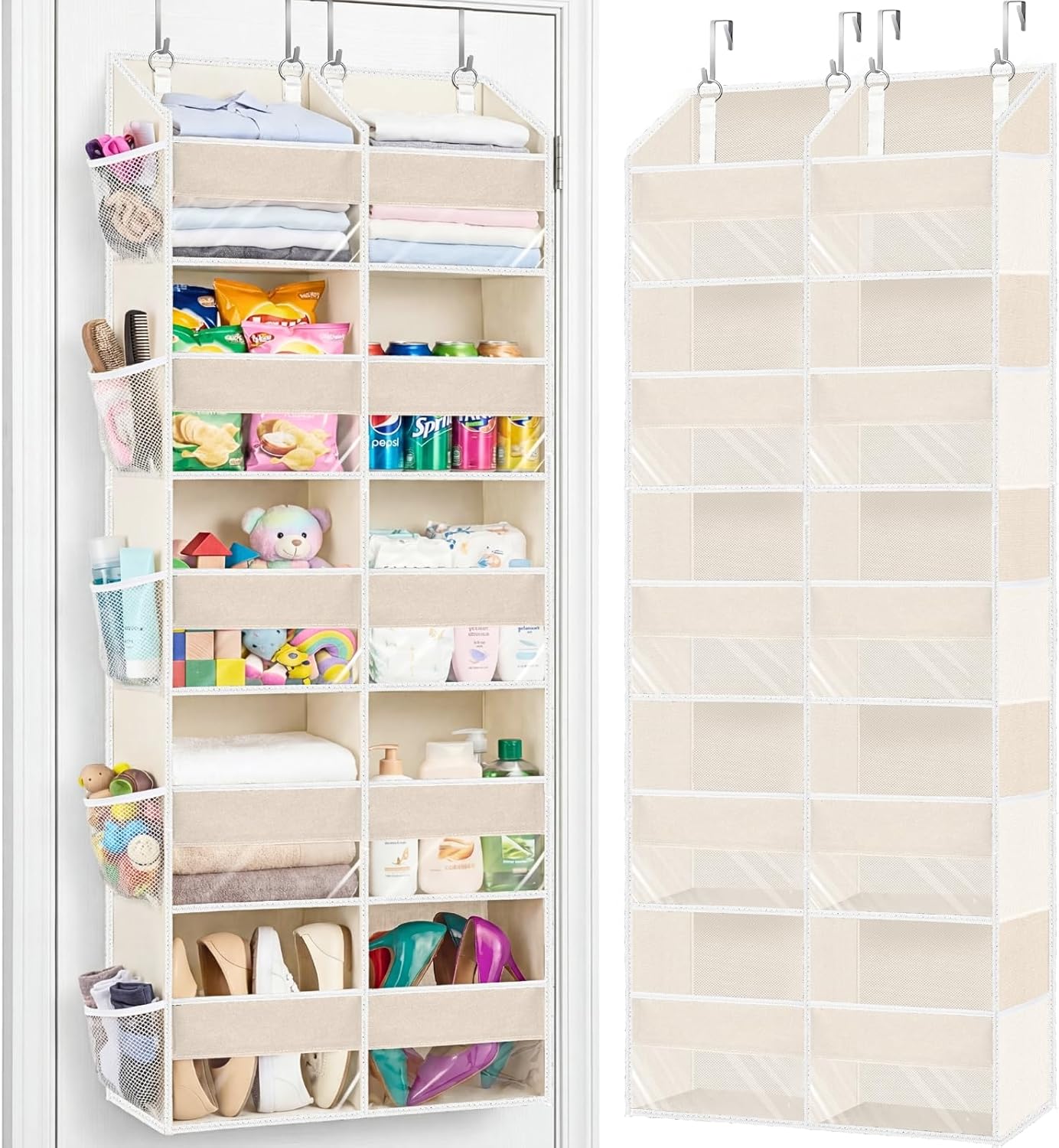Ofiray Home Over The Door Organizer - Extra Large 5-Tier Storage with 10 Compartments | Beige, 80 lbs Capacity