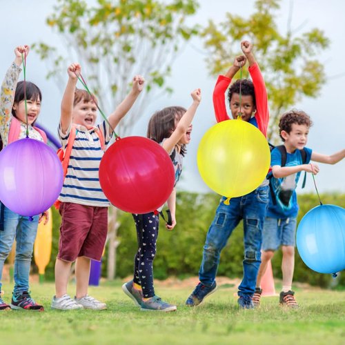 LEEZZIZZ Punch Balloons - 30Pcs Thickened Neon Party Favors for Kids | Durable Rubber Band Handle