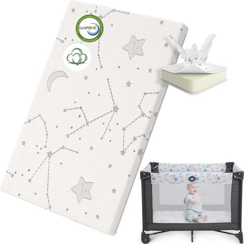 YENING Organic Cotton Pack and Play Mattress Pad Breathable 38x26 Waterproof Baby Mattress for Pack N Play Matress Topper Waterproof