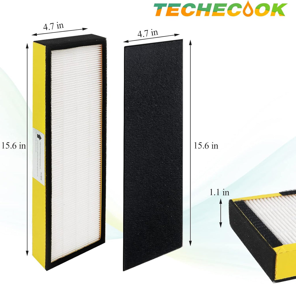 Techecook FLT4825 Filter B Replacement - 2 True H13 Filters & 8 Activated Carbon Pre-Filters for AC4825 Series