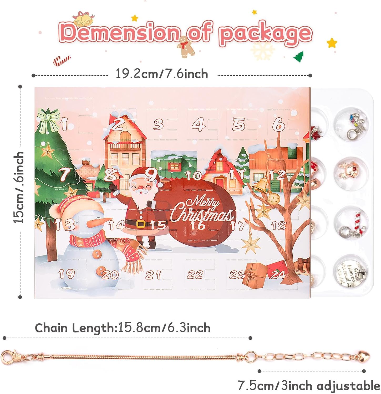 Skiennix Advent Calendar 2025 - Girls' DIY Charm Bracelet Jewelry | 24-Day Pink Xmas Countdown Gift