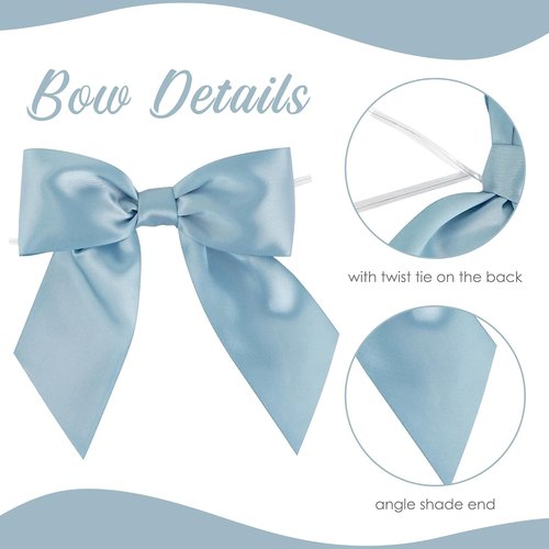 AIMUDI Satin Bows - Dusty Blue Premade Ribbon Bows for Gift Wrapping & Decorations | 5.5" | 24 PCs