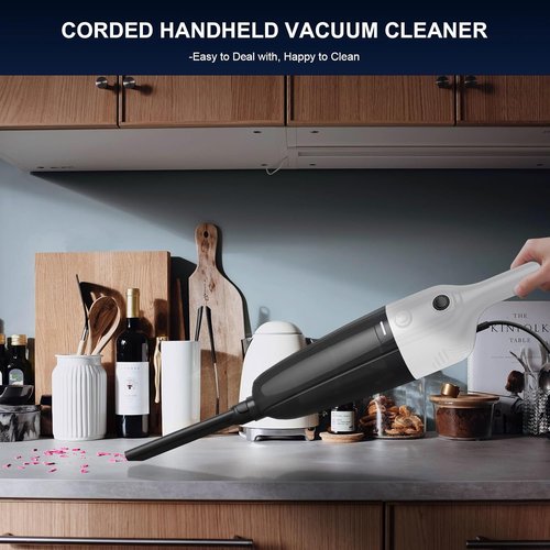 FUNCCUBE Corded Stick Vacuum Cleaner - High Power Suction for Pet Hair & Carpets | Lightweight & Portable, MC White