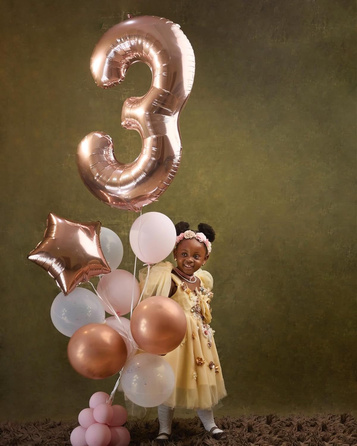Rose Gold Number 3 Balloon - 40 Inch Birthday Decoration for Kids & Adults | Perfect for 3rd Birthday Parties