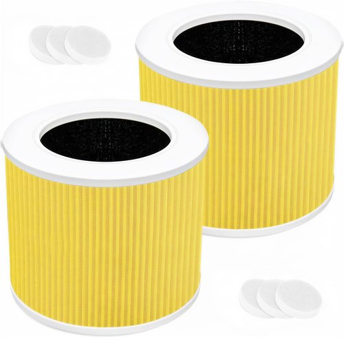 LEVOIT Core Mini Replacement Filter - 3-in-1 H13 HEPA & Activated Carbon for Pet Care | Yellow