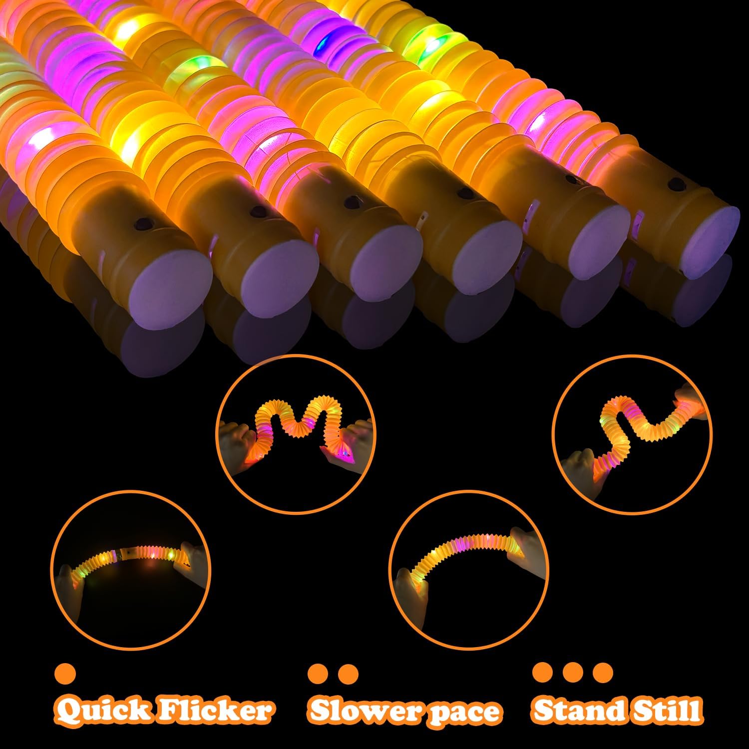Skiennix Orange Graduation Glow Sticks - Light Up Bracelets & Necklaces | 12-24 PCS Party Favors for Kids