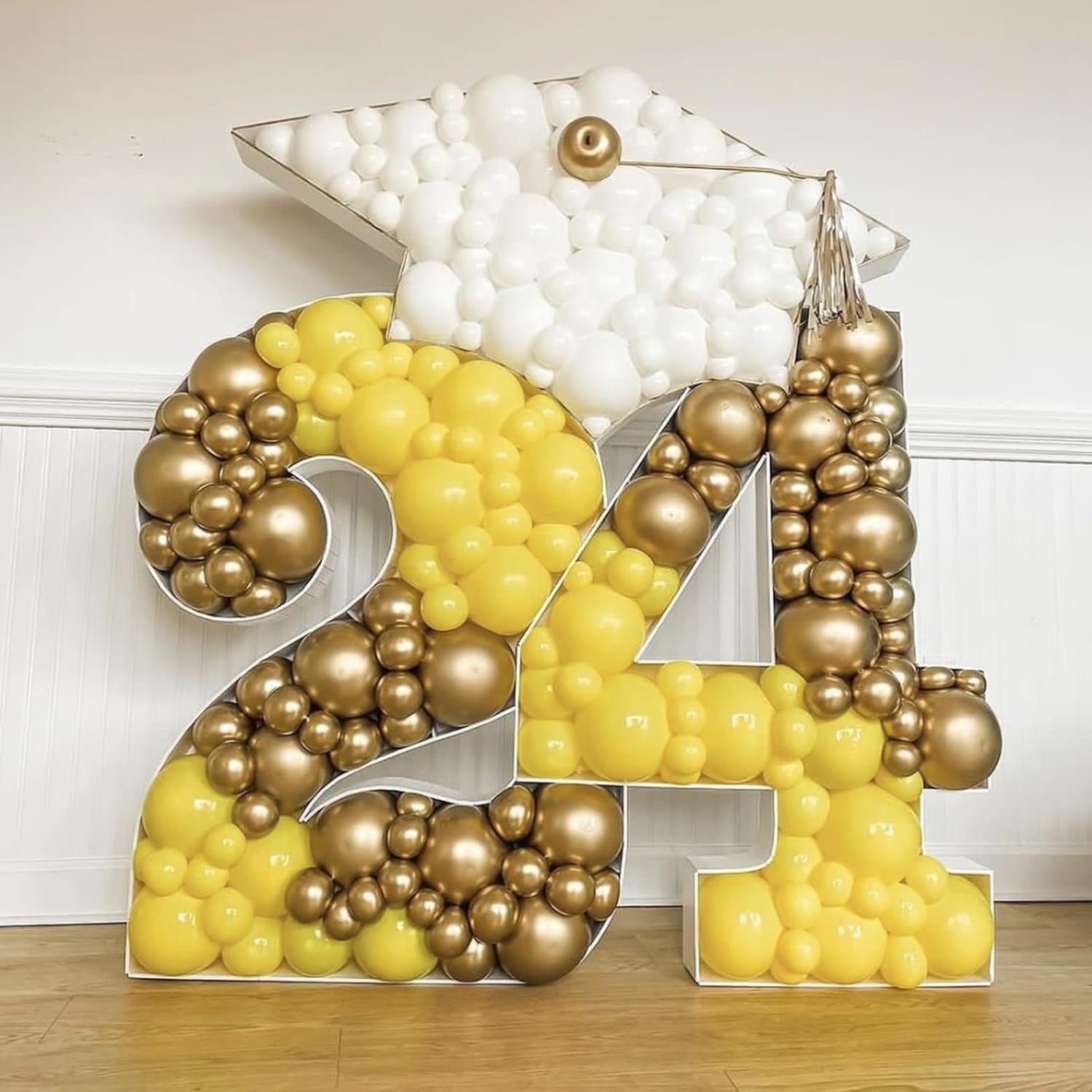 Awenztech Metallic Gold Balloon Arch Kit - 120pcs Chrome Latex Balloons in Various Sizes for Celebrations