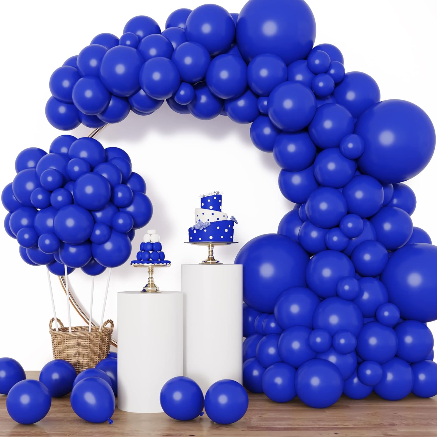 RUBFAC Royal Blue Balloons - 129-Piece Arch Kit | Various Sizes for Graduation, Birthday & Baby Showers