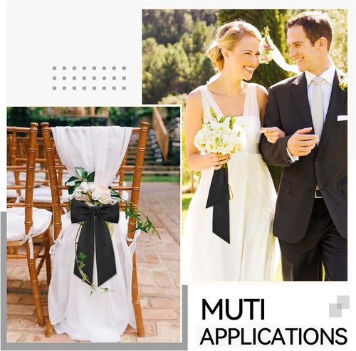 Black Wreath Sash Set by [Brand Name] - Elegant Linen Ribbon Bow for Front Door & Porch Decor