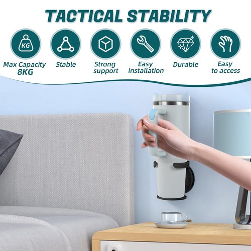 Water Bottle Holder Compatible with Stanley, Hydroflask, Sinple Midern, Stable and Durablee Wall Cup Holder, Space Saving Water Bottle Organizer Storage for Drinks and Coffee