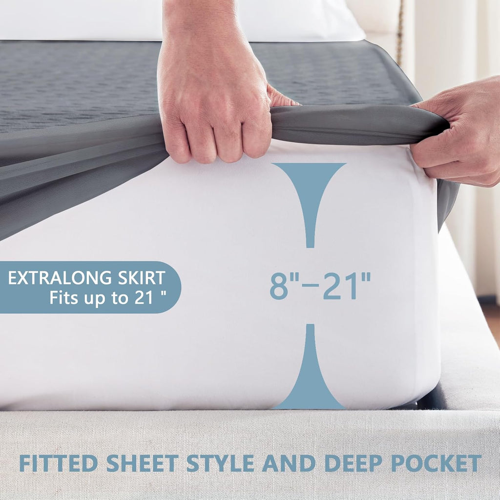 Regine Switzerland Premium Waterproof Mattress Protector - Breathable Cooling Bed Cover, Twin Size, Gray