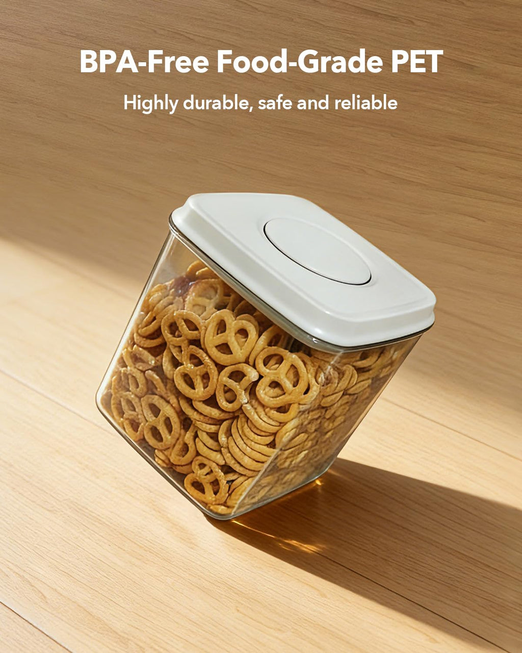 EQI Airtight Food Storage Containers Set with One-Touch Lid, 2-Pack (2.8 QT / 2.65 L) Stackable PET, Best for Cereal, Flour, Rice & Baking Organizers.